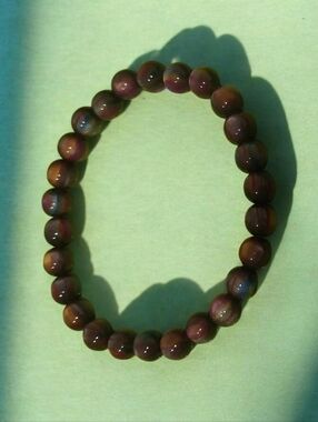 Handmade Stretch Bead Bracelet in Brown and Purple